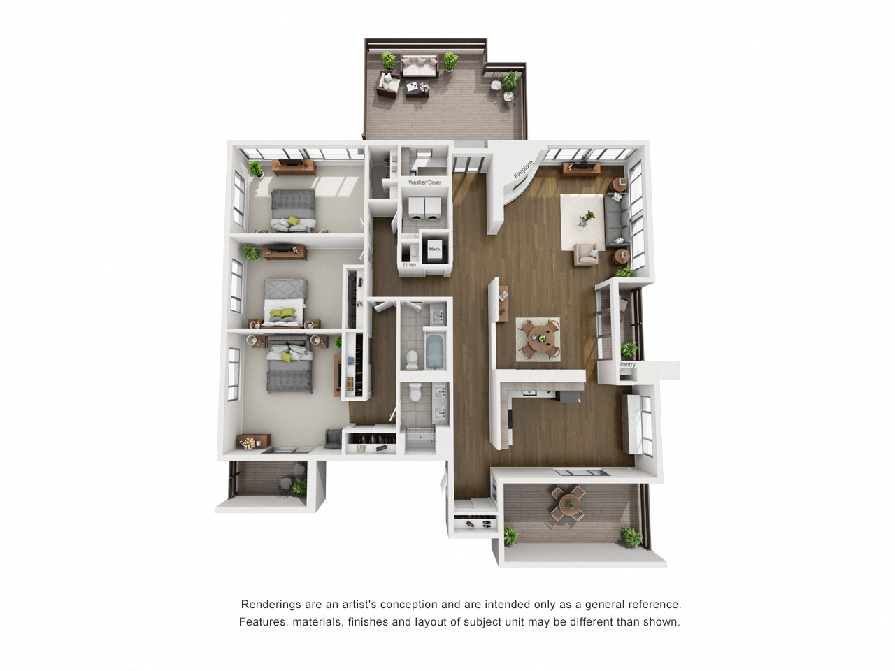 Floor plan for 3 beds, 2 baths, 2240 sqft